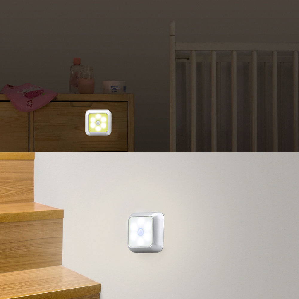 New Arrivals Battery 6Led Square Motion Sensor Night Light PIR Induction Under Cabinet Lights Stairs Kitchen Closet Lamp