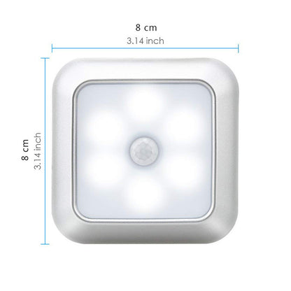 New Arrivals Battery 6Led Square Motion Sensor Night Light PIR Induction Under Cabinet Lights Stairs Kitchen Closet Lamp