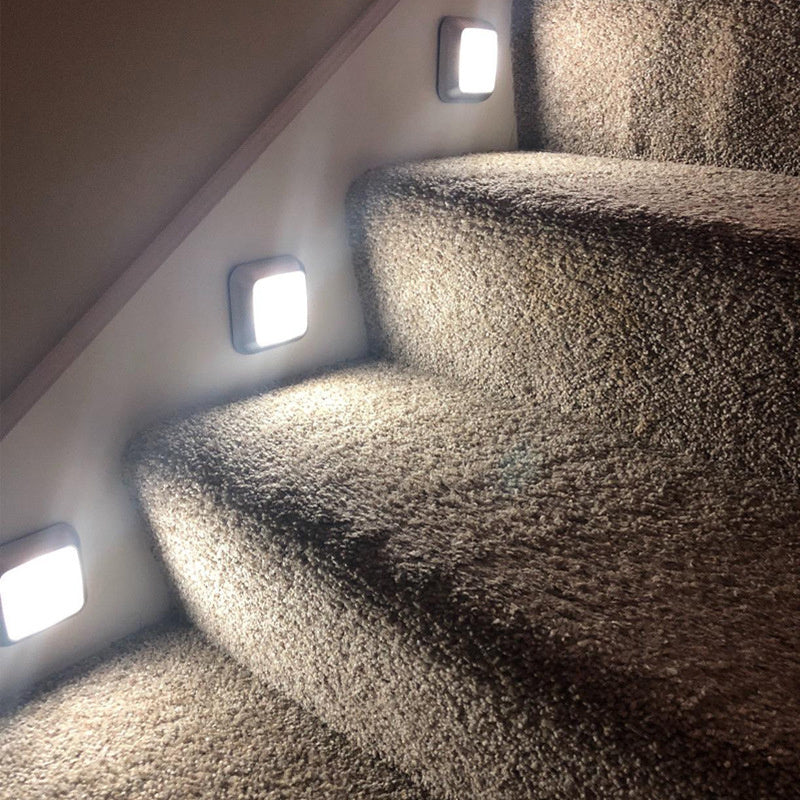 New Arrivals Battery 6Led Square Motion Sensor Night Light PIR Induction Under Cabinet Lights Stairs Kitchen Closet Lamp
