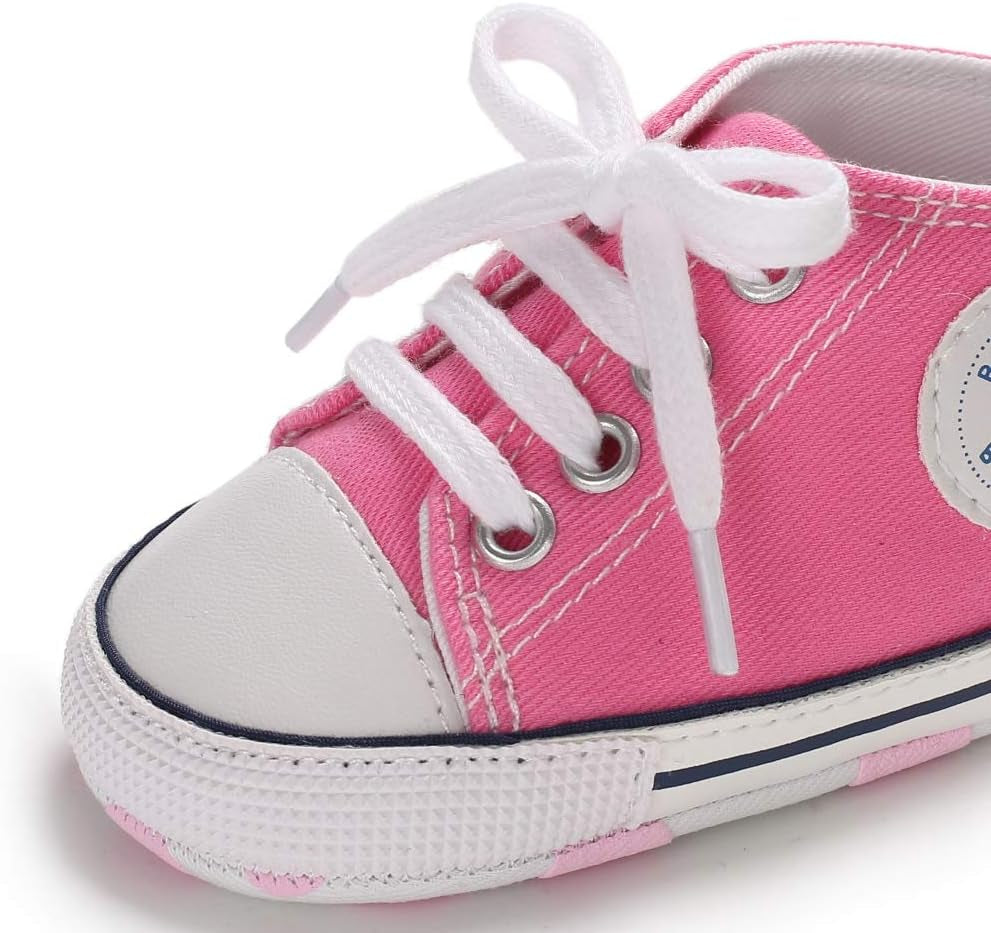 Unisex Baby Boys Girls High Top Sneaker Soft Anti-Slip Sole Newborn Infant First Walkers Canvas Denim Shoes