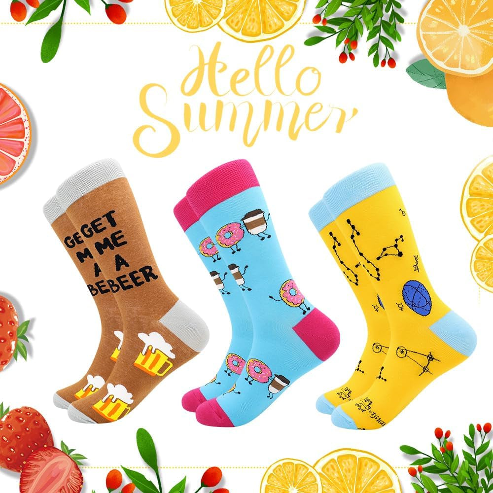 Fun Socks,Funny Socks for Men Novelty Crazy Crew Dress Socks,Cool Cute Food Graphic Animal Socks
